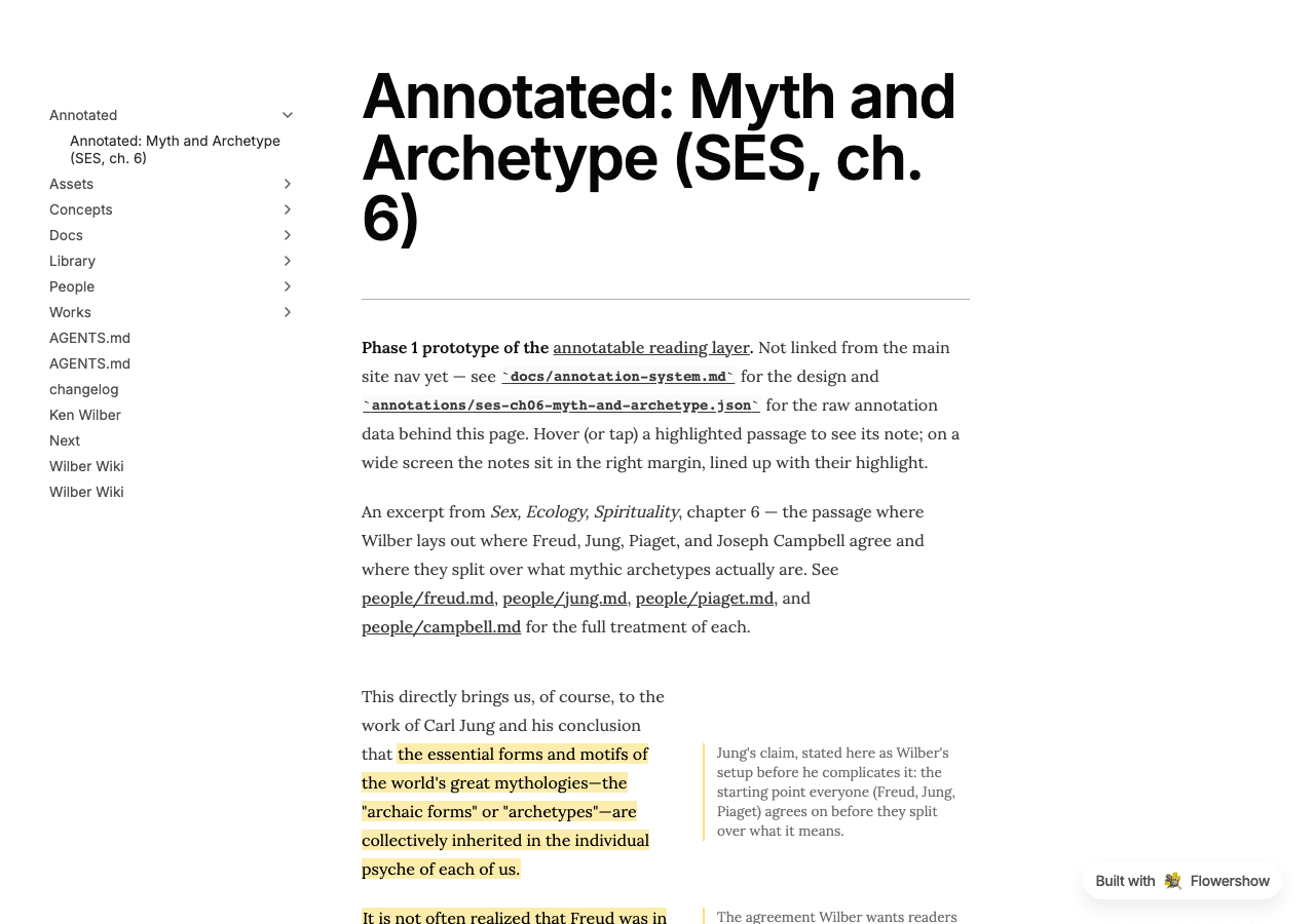 Highlighted passage with a margin sidenote on the annotated reading prototype